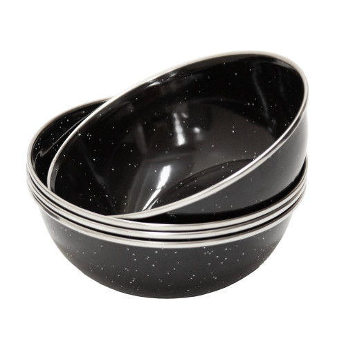 Stansport Deluxe 24-Piece Enamel Tableware Set Black