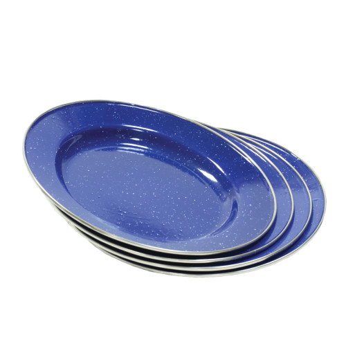 Stansport Deluxe 24-Piece Enamel Tableware Set Blue