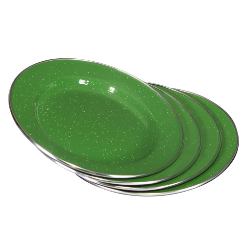 Stansport Deluxe 24-Piece Enamel Tableware Set Green
