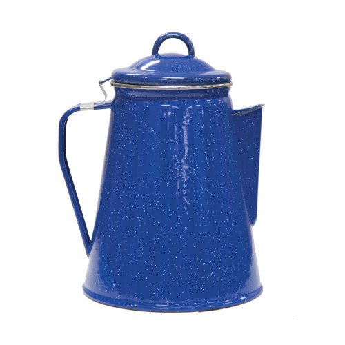 Stansport Enamel Percolator Coffee Pot & 4 Mug Set Blue