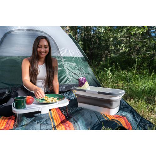 Stansport Foldable Picnic Basket With Tray Table Lid