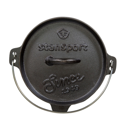 Stansport Pre-Seasoned Cast Iron Dutch Oven Flat Bottom