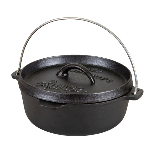 stansport Pre-Seasoned Cast Iron Dutch Oven Flat Bottom