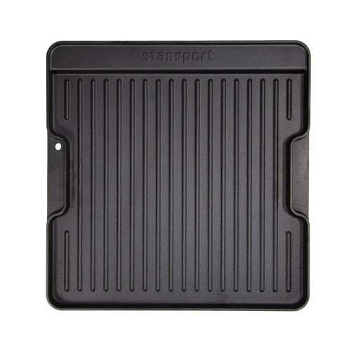 Stansport Pre-Seasoned Double Sided Cast Iron Griddle With Built In Grease Trap