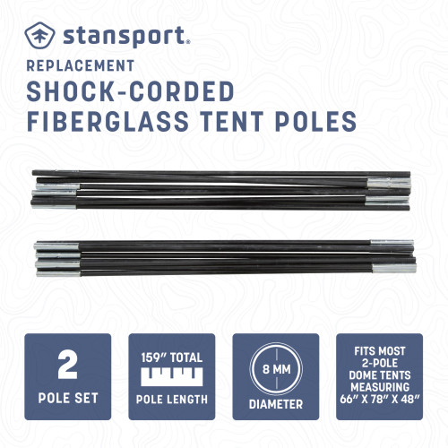 Stansport Replacement Shock-Corded Fiberglass Tent Poles