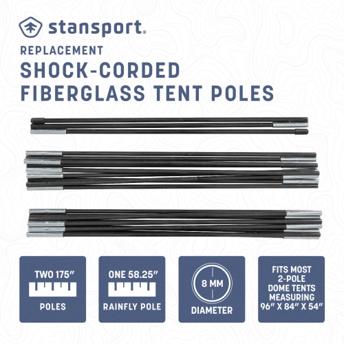 Stansport Replacement Shock-Corded Fiberglass Tent Poles For 728 Series