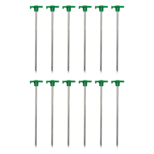 stansport 10" Steel T-Top Tent Stakes - 12 Pack