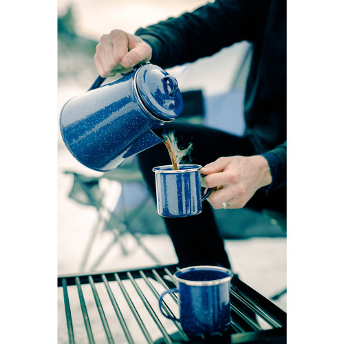 Stansport Blue Enamel Percolator Coffee Pot 8 Cup