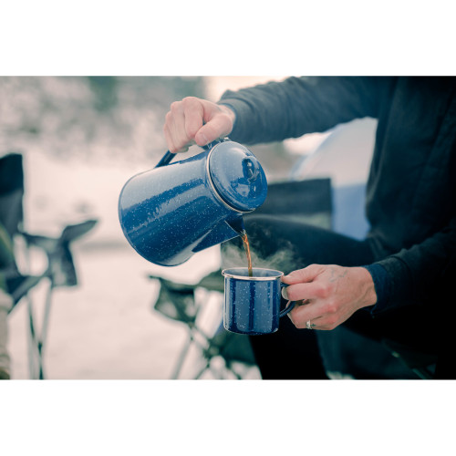 Stansport Blue Enamel Percolator Coffee Pot 8 Cup