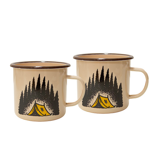 stansport Camp Scene 24 OZ Enamel Mug Set - 2 Pack