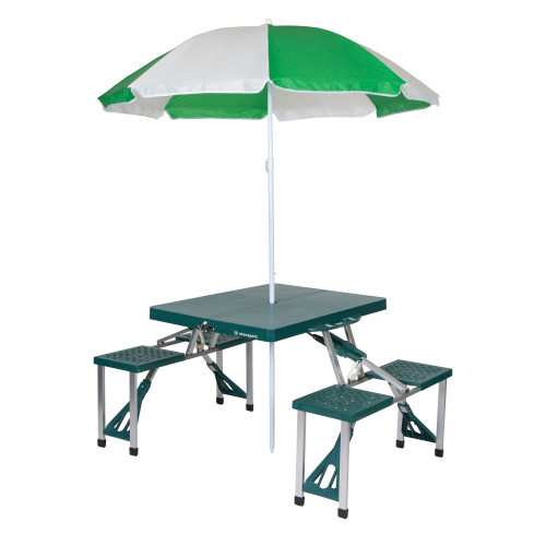 stansport Picnic Table and Umbrella Green Combo