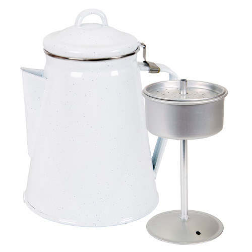 Stansport White Enamel Percolator Coffee Pot 8 Cup