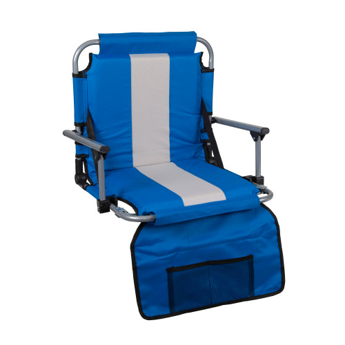stansport Tubular Frame Folding Stadium Seat with Arms Blue/Tan