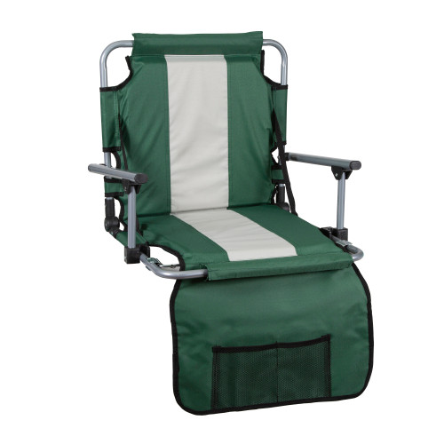 stansport Tubular Frame Folding Stadium Seat with Arms Green/Tan