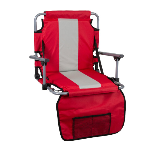 stansport Tubular Frame Folding Stadium Seat with Arms Red/Tan