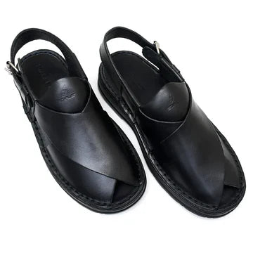 Starlet LEATHER PESHAWARI CHAPPAL - 4006 BLACK MEN PESHAWARI