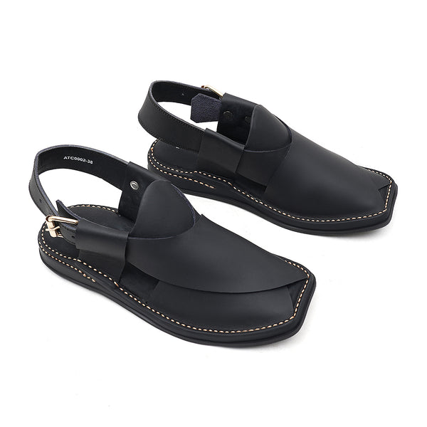 Starlet LEATHER PESHAWARI CHAPPAL - ATC0002 - BLACK KIDS PESHAWARI