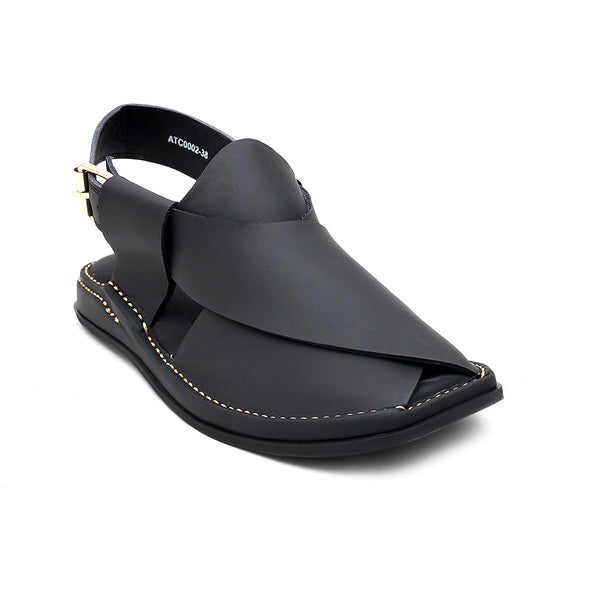 starlet LEATHER PESHAWARI CHAPPAL - ATC0002 - BLACK KIDS PESHAWARI