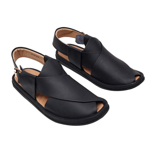 starlet LEATHER PESHAWARI CHAPPAL - ATG0012 BLACK MEN PESHAWARI