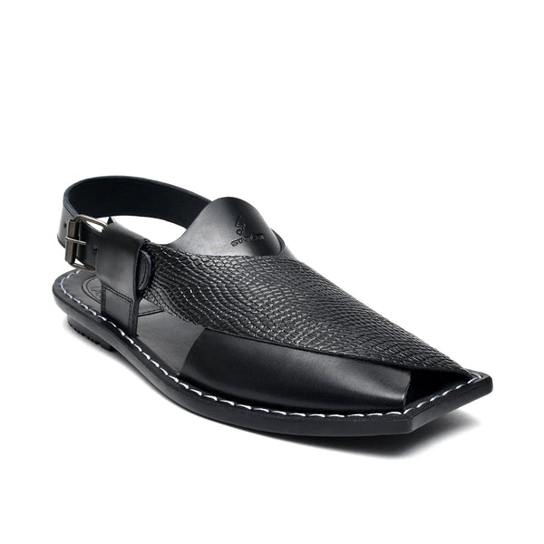 Starlet LEATHER PESHAWARI CHAPPAL - CHARSADA-014 BLACK MEN PESHAWARI