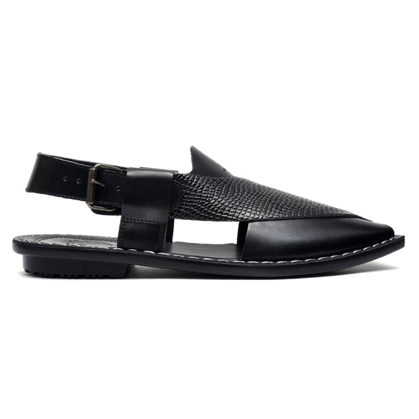 starlet LEATHER PESHAWARI CHAPPAL - CHARSADA-014 BLACK MEN PESHAWARI