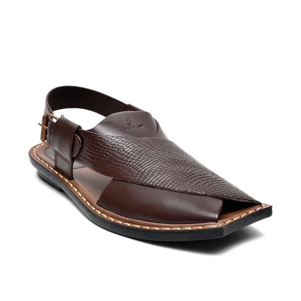 Starlet LEATHER PESHAWARI CHAPPAL - CHARSADA-014 BROWN MEN PESHAWARI