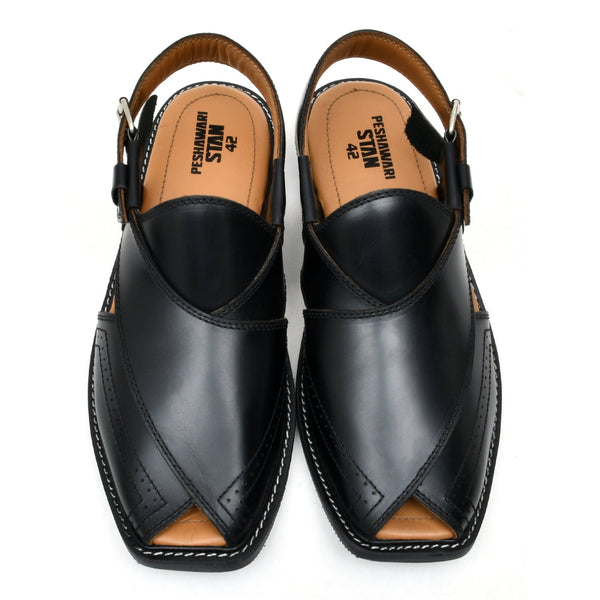 Starlet LEATHER PESHAWARI CHAPPAL - FRG0001 - BLACK MEN PESHAWARI