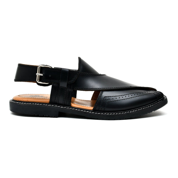 starlet LEATHER PESHAWARI CHAPPAL - FRG0001 - BLACK MEN PESHAWARI
