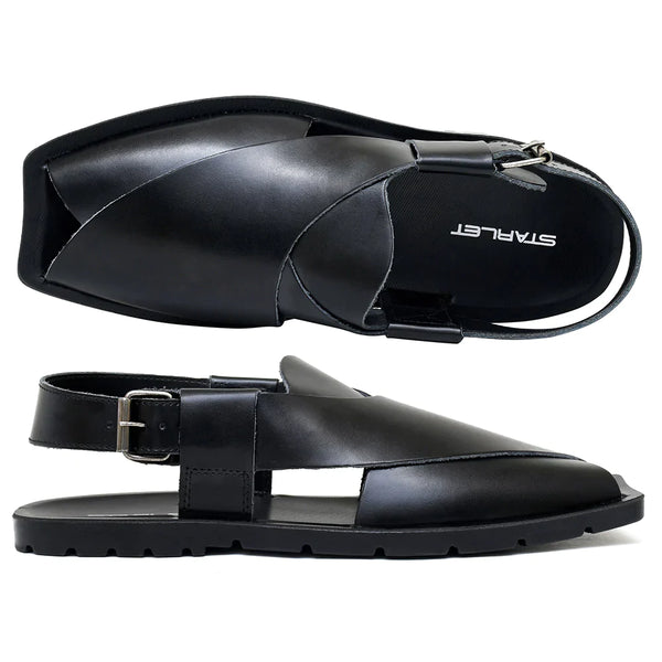 Starlet LEATHER PESHAWARI CHAPPAL - NPT-01 BLACK MEN PESHAWARI