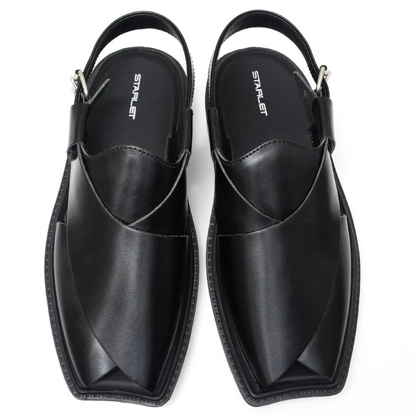 Starlet LEATHER PESHAWARI CHAPPAL - PAHARI-002 BLACK MEN PESHAWARI