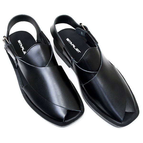 Starlet LEATHER PESHAWARI CHAPPAL - PS-1501 BLACK MEN PESHAWARI