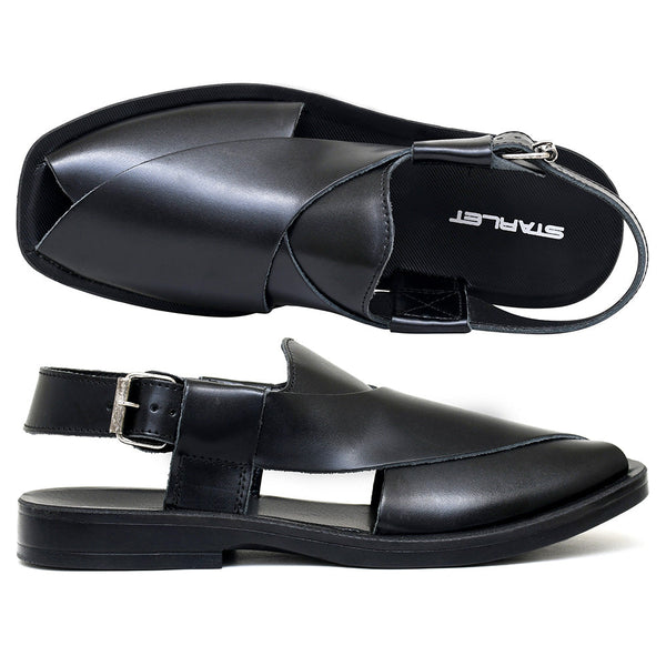 Starlet LEATHER PESHAWARI CHAPPAL - PS-1501 BLACK MEN PESHAWARI