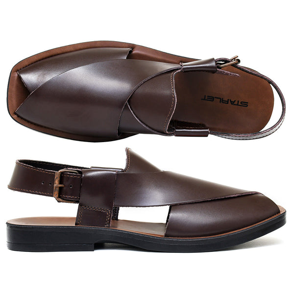 Starlet LEATHER PESHAWARI CHAPPAL - PS-1501 BROWN MEN PESHAWARI
