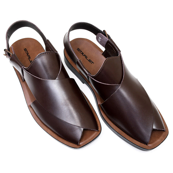 Starlet LEATHER PESHAWARI CHAPPAL - PS-1501 BROWN MEN PESHAWARI