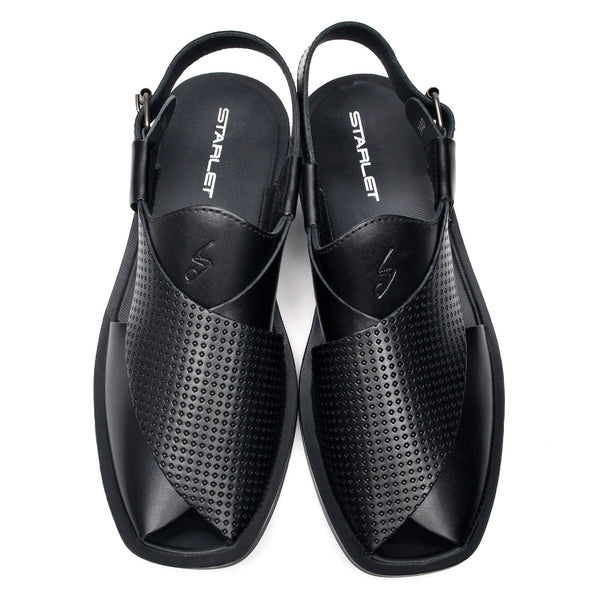 Starlet LEATHER PESHAWARI CHAPPAL - PS-1515 BLACK MEN PESHAWARI