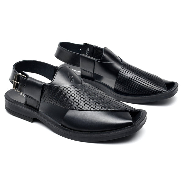 Starlet LEATHER PESHAWARI CHAPPAL - PS-1515 BLACK MEN PESHAWARI