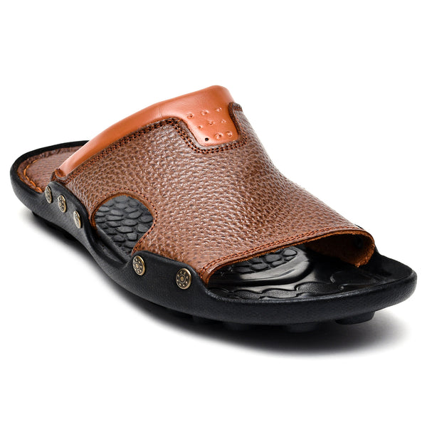 Starlet LEATHER SLIPPER - FIVE STONE-003 TAN MEN SLIPPER