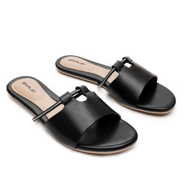 starlet BUBBLE-053 BLACK WOMEN FLATS