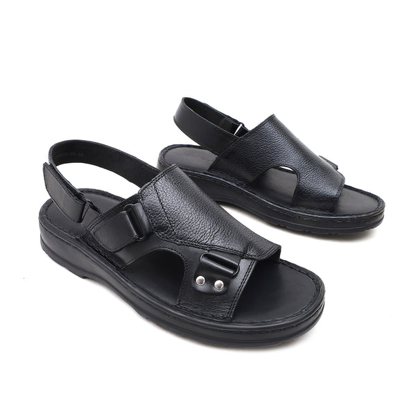 Starlet LEATHER SANDAL - 04051 BLACK MEN SANDAL