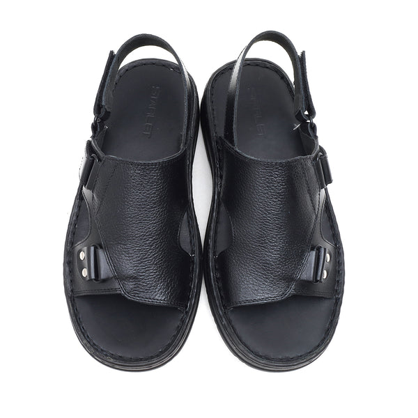 Starlet LEATHER SANDAL - 04051 BLACK MEN SANDAL