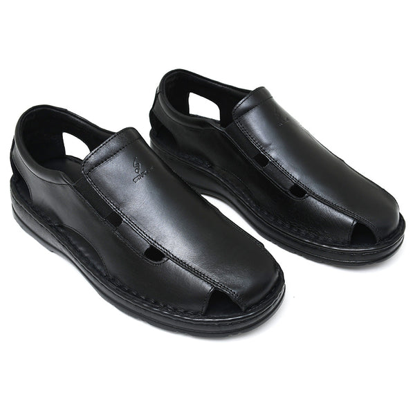 Starlet LEATHER SANDAL - 4007 BLACK MEN SANDAL
