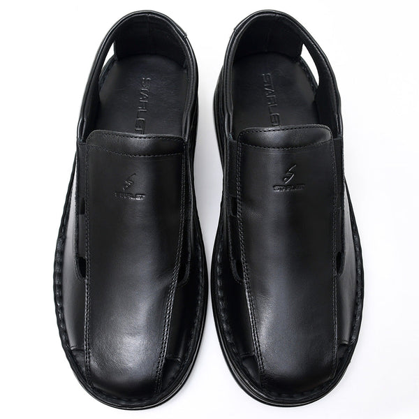 Starlet LEATHER SANDAL - 4007 BLACK MEN SANDAL