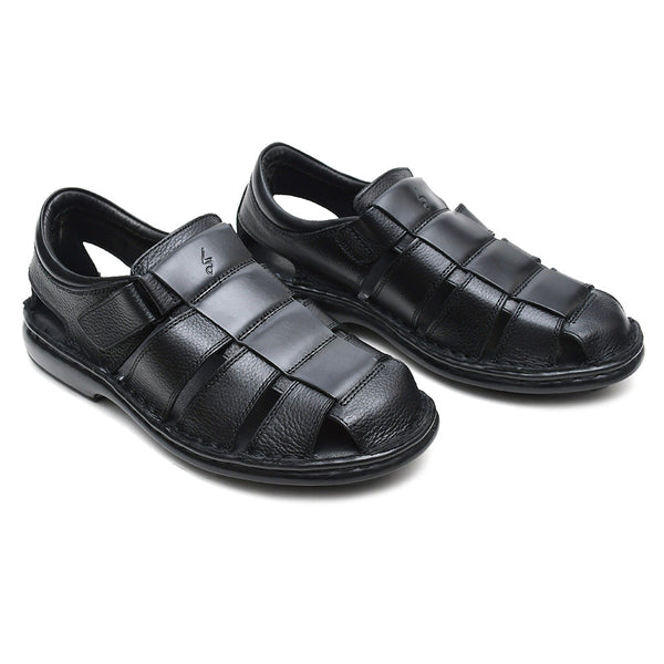 Starlet LEATHER SANDAL - 5053 BLACK MEN SANDAL