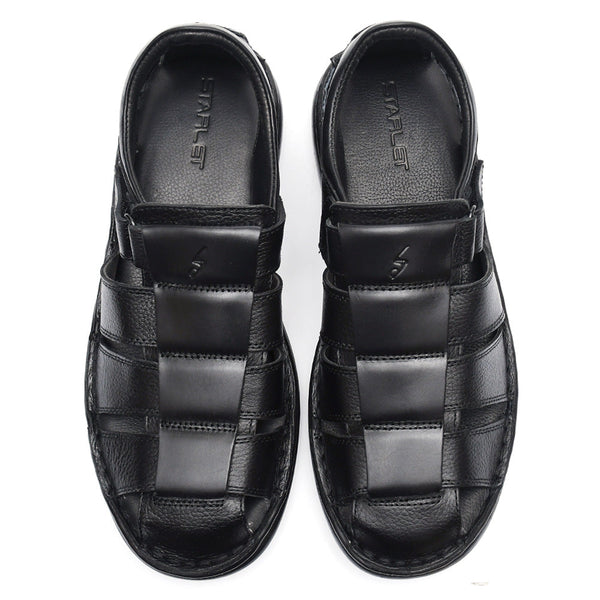 Starlet LEATHER SANDAL - 5053 BLACK MEN SANDAL