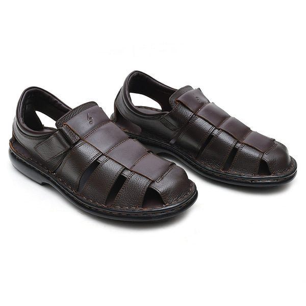 Starlet LEATHER SANDAL - 5053 BROWN MEN SANDAL
