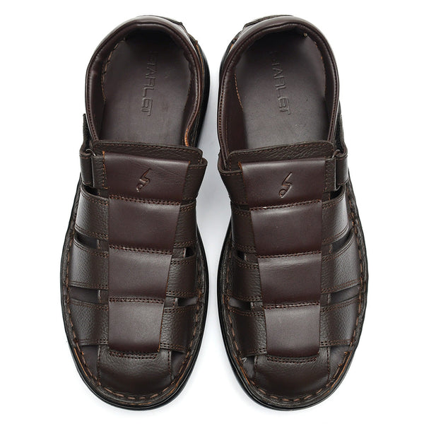 Starlet LEATHER SANDAL - 5053 BROWN MEN SANDAL