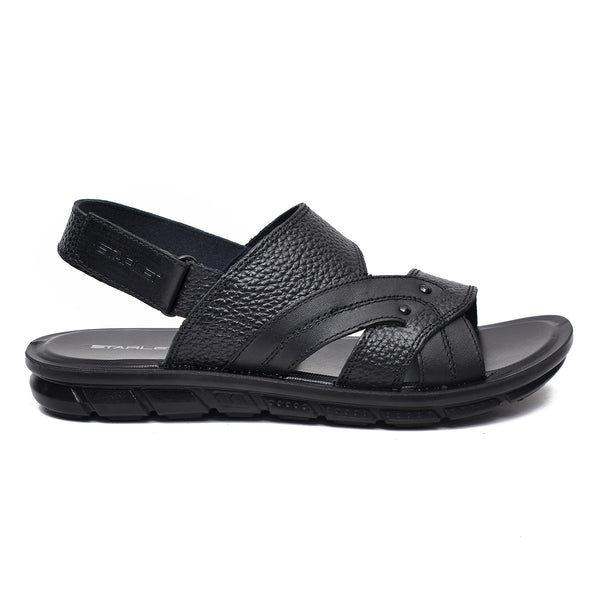 starlet LEATHER SANDAL - AK-113 BLACK MEN SANDAL