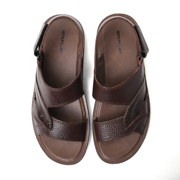 Starlet LEATHER SANDAL - AK-113 BROWN MEN SANDAL