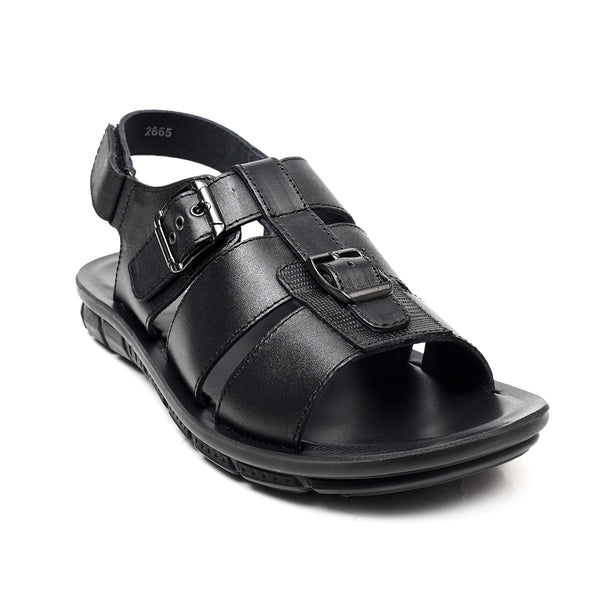starlet LEATHER SANDAL - AK-115 BLACK MEN SANDAL