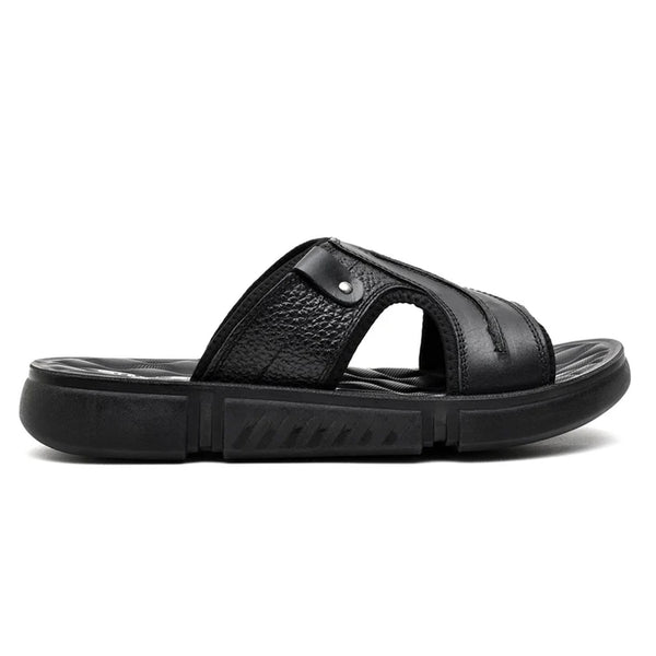 starlet LEATHER SANDAL - SPT-1215 BLACK MEN SLIPPER